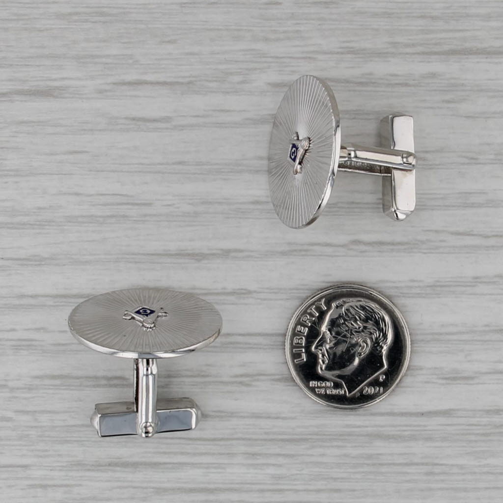 Masonic Cufflinks Sterling Silver Blue Lodge Square Compass Vintage Men's