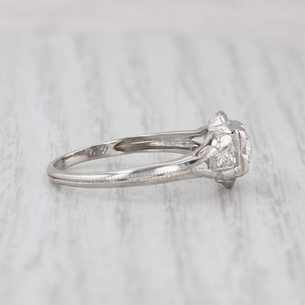 Vintage Art Deco 0.29ctw Diamond Engagement Ring 18k 14k White Gold Size 8