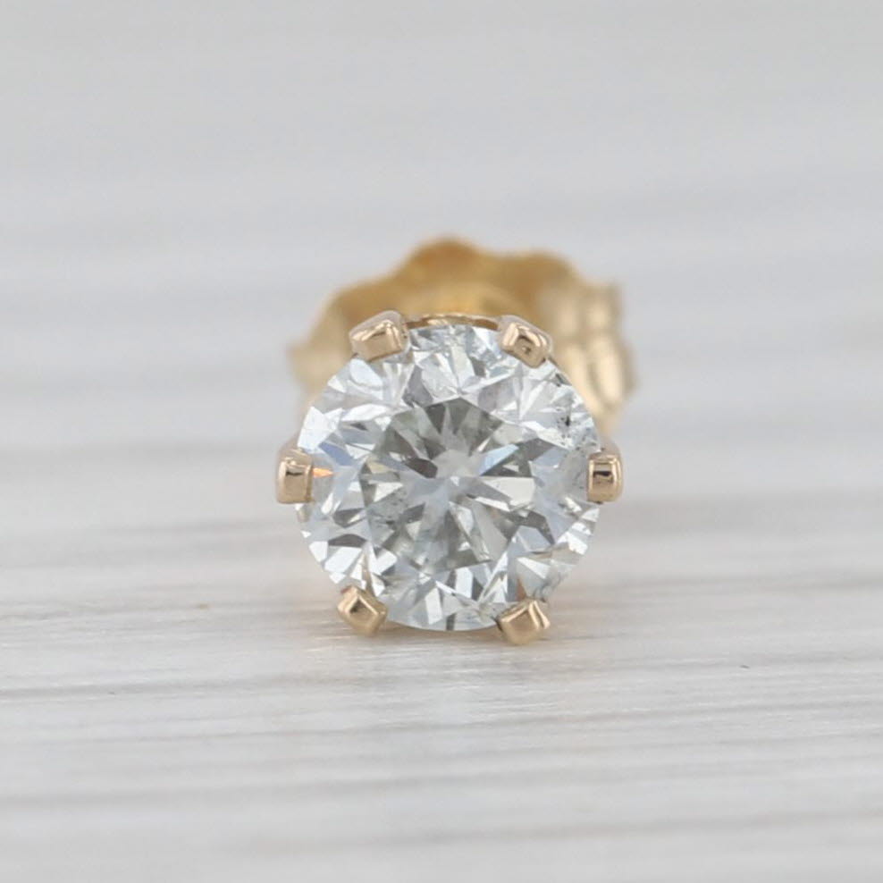 Light Gray Single 0.33ct Round Solitaire Diamond Stud Earring 14k White Gold