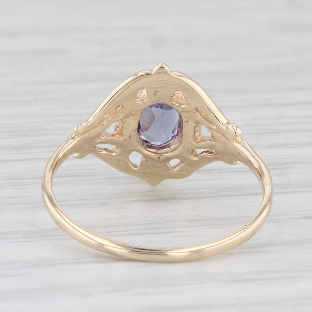 Light Gray 0.66ct Lab Created Purple Sapphire Ring 10k Yellow Gold Size 5.75 Oval Solitaire