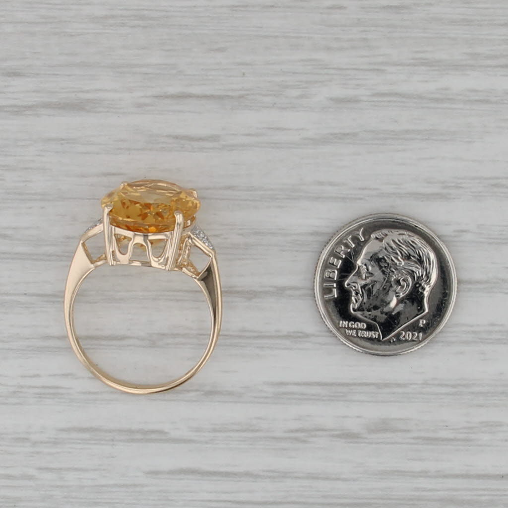 8.18ctw Yellow Oval Citrine Diamond Ring 14k Yellow Gold Size 7