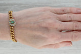 Dark Gray Antique 0.50ctw Green Beryl Diamond Charm Bracelet 17k 20k Gold 7.5" Curb Chain