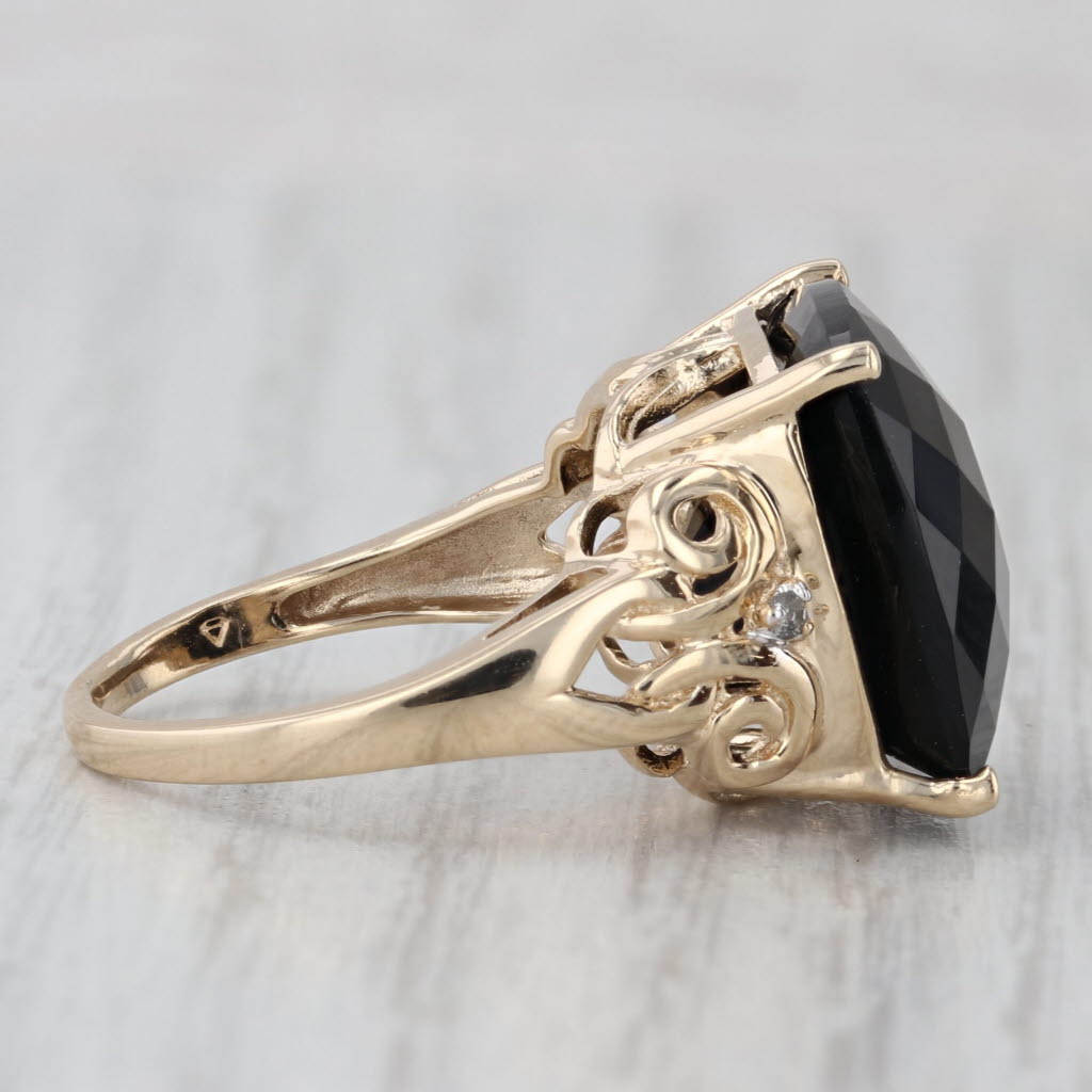 12.03ct Obsidian Diamond Ring 10k Yellow Gold Size 7 Cocktail