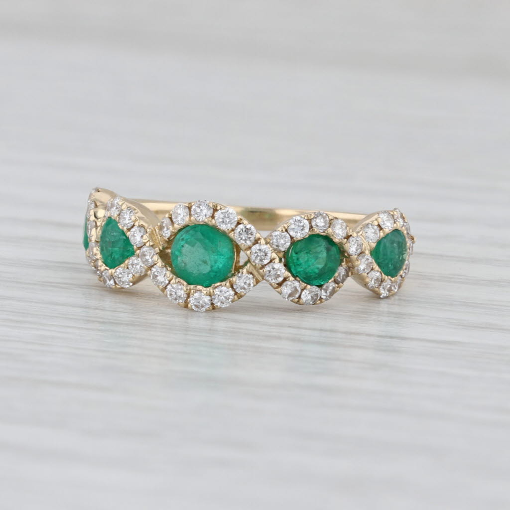 1.74ctw Emerald Diamond Twist Ring 14k Yellow Gold Size 8.25
