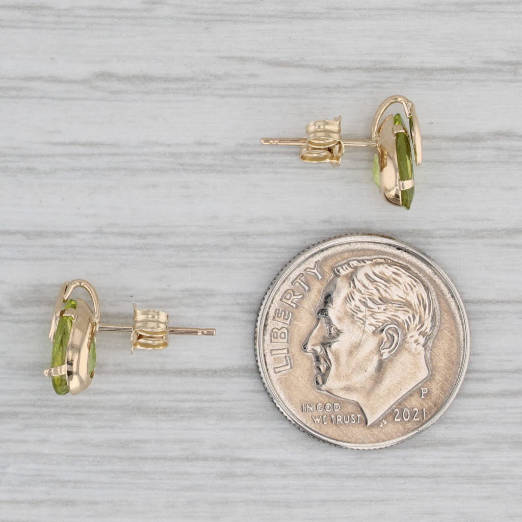 Gray 1.80ctw Peridot Pear 10k Yellow Gold Stud Earrings