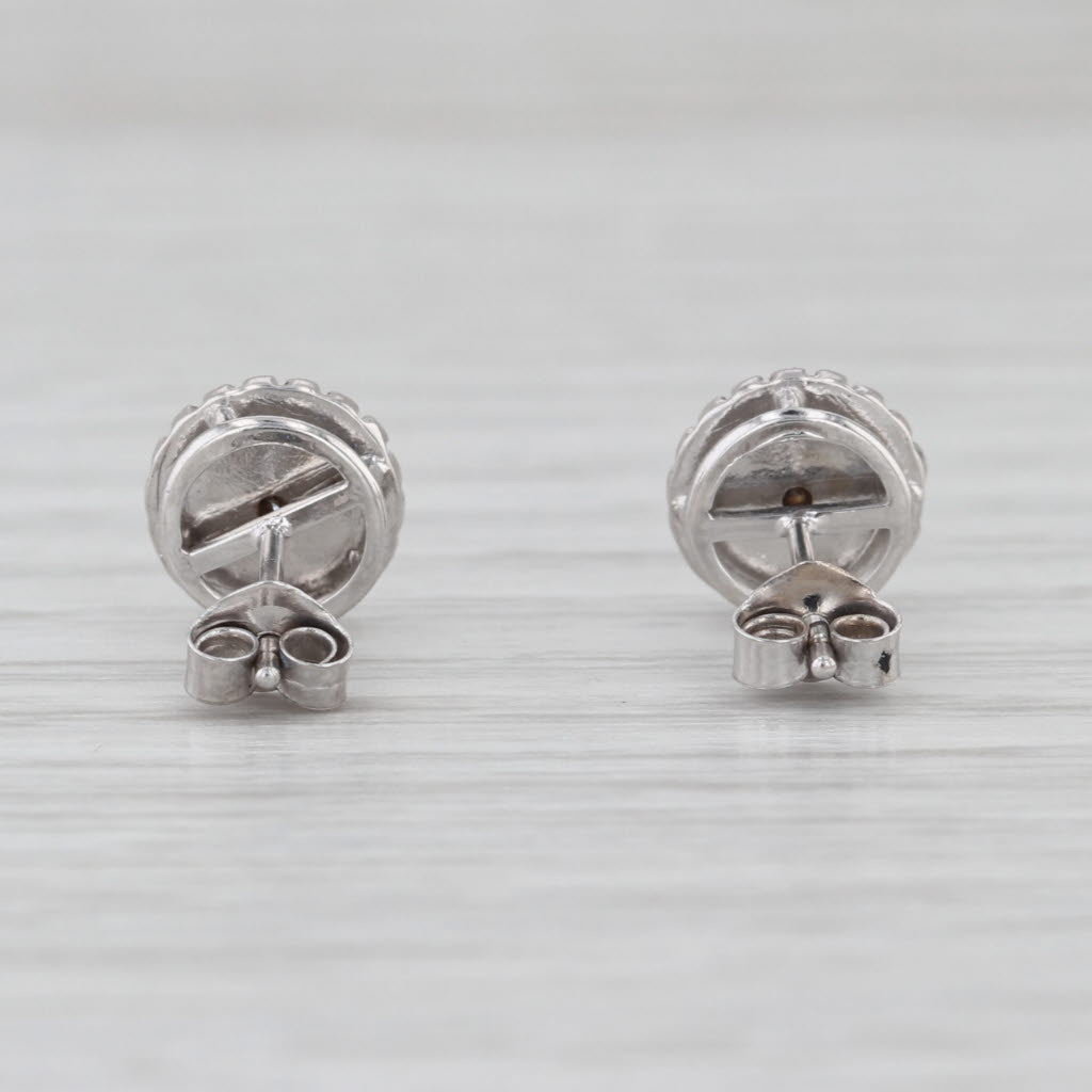 0.20ctw Diamond Halo Stud Earrings 14k White Gold Round Studs