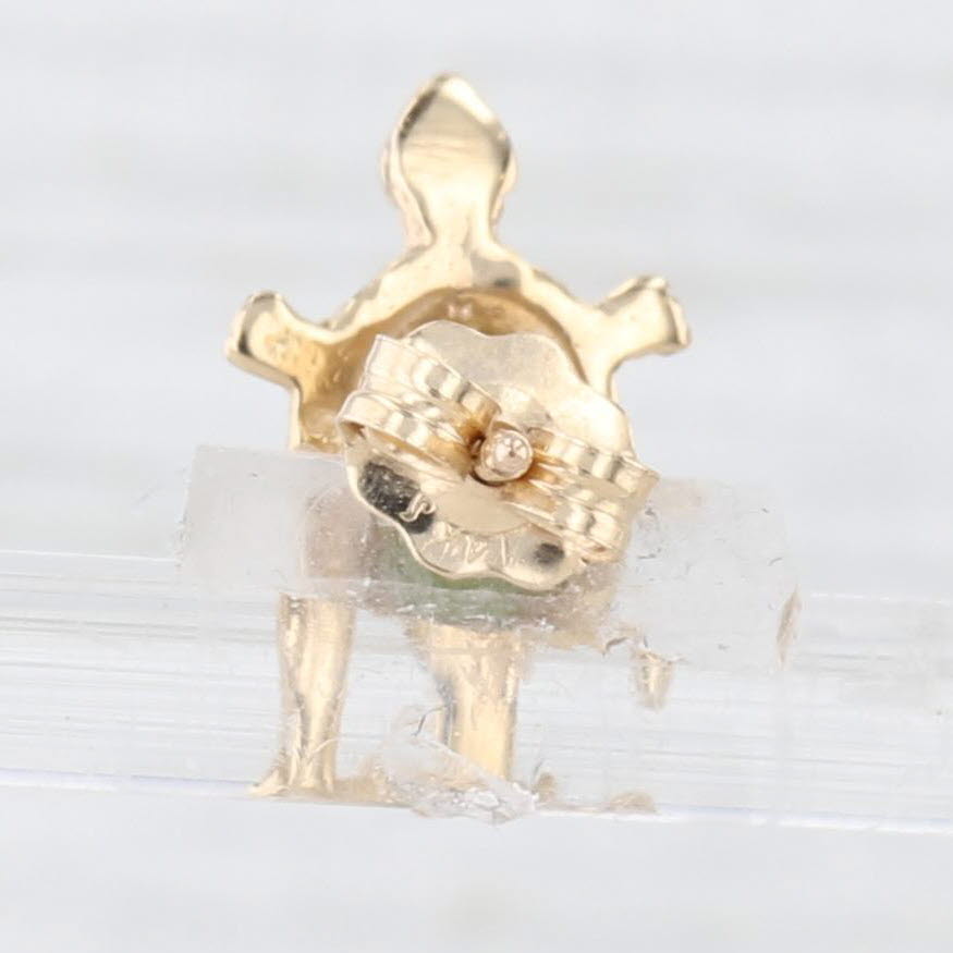 Lavender Green Nephrite Jade Turtle Stud Earrings 14k Yellow Gold Oval Cabochons