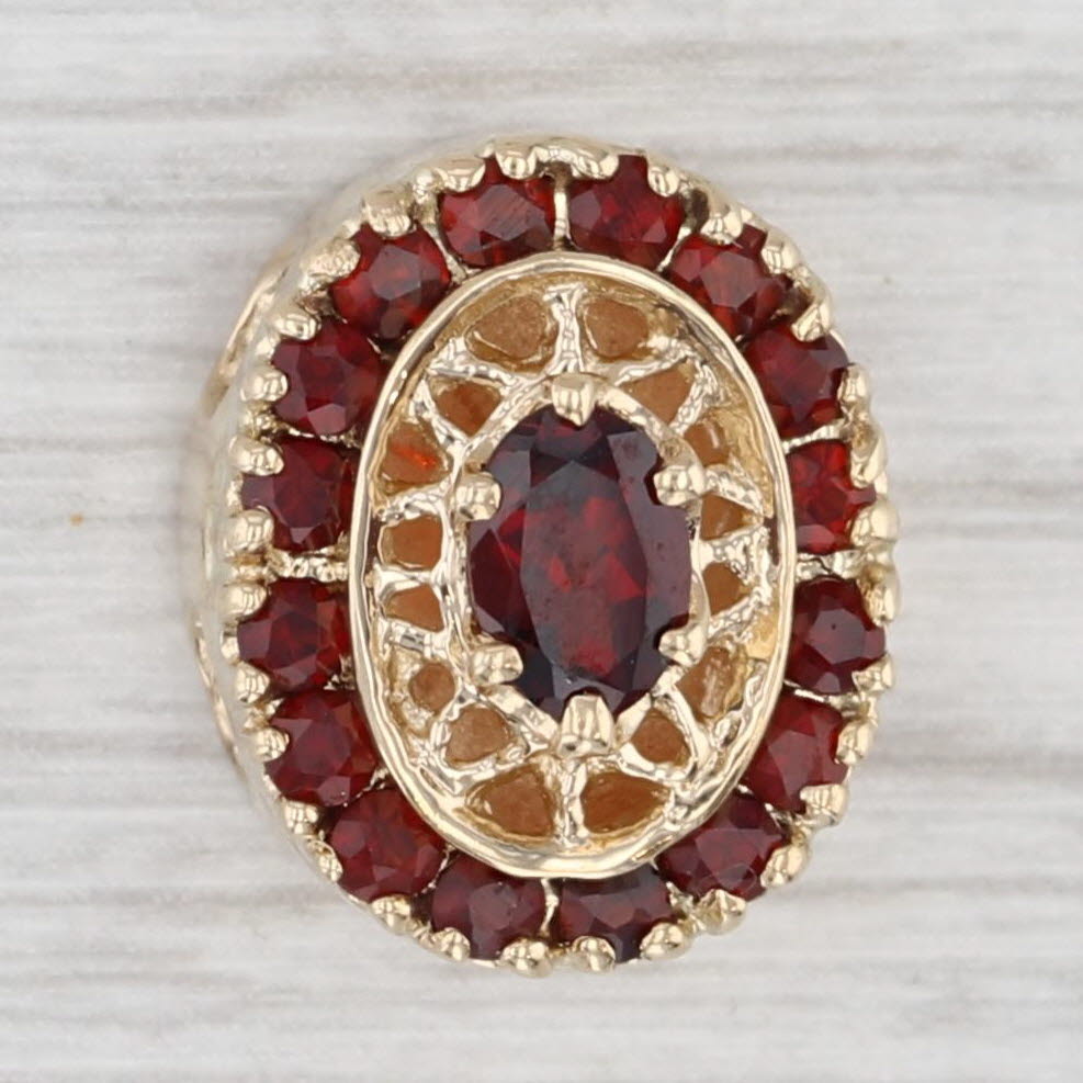 Light Gray 1.35ct Garnet Slide Bracelet Charm 14k Yellow Gold Vintage Richard Klein