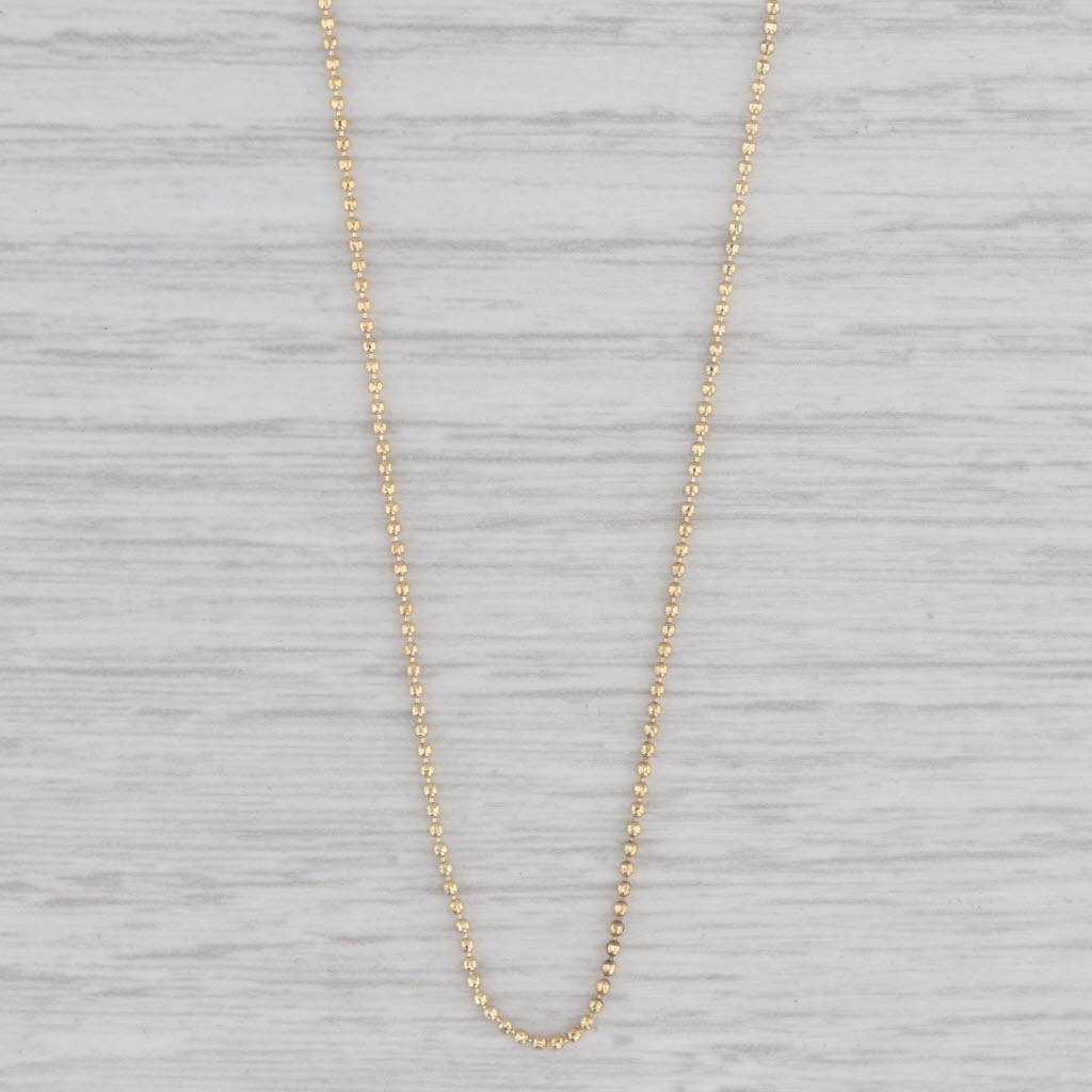 Gray Bead Chain Necklace 10k Yellow Gold 17.5" 1mm