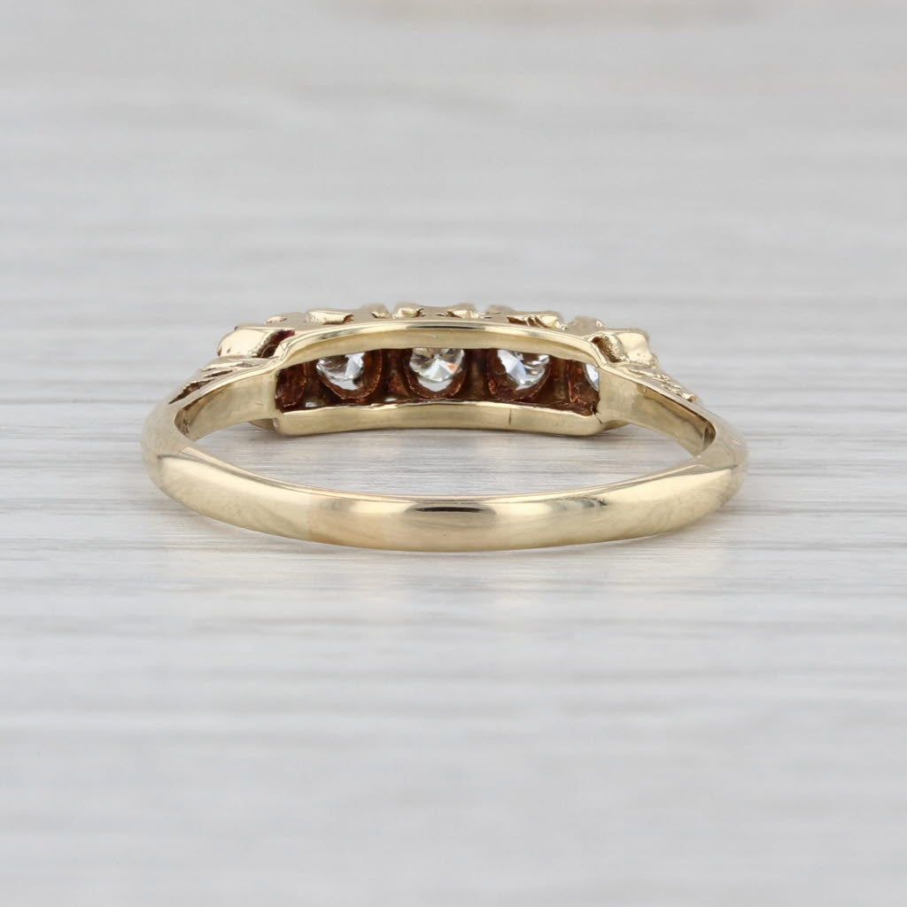 Vintage 0.24ctw Diamond 5-Stone Ring 14k Gold Stackable Anniversary Wedding