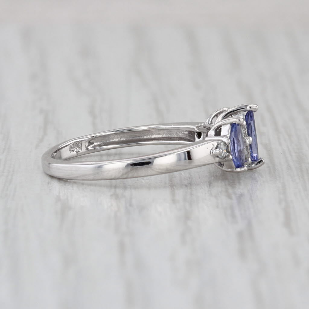 0.63ctw Tanzanite Diamond Ring 14k White Gold Size 7 3-Stone Stackable