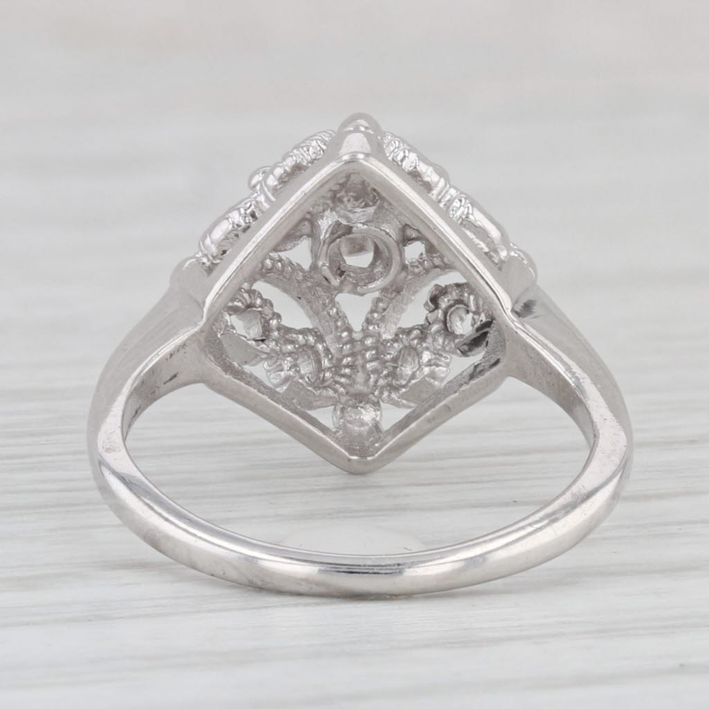 Light Gray Diamond Filigree Ring 10k White Gold Size 4.75 Solitaire Engagement Style