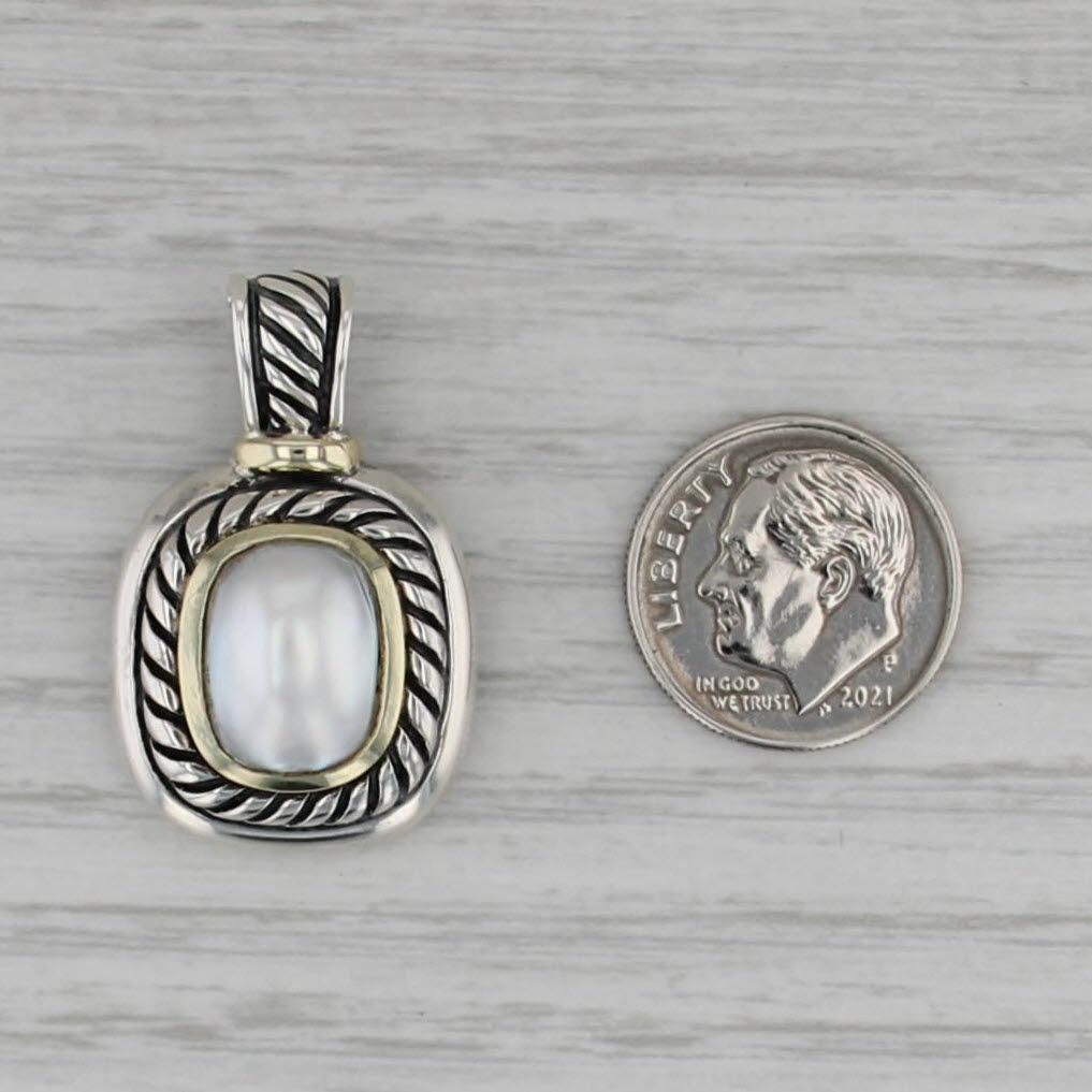 D Yurman Albion Mabe Pearl Cabochon Pendant Sterling Silver 14k Gold Enhancer