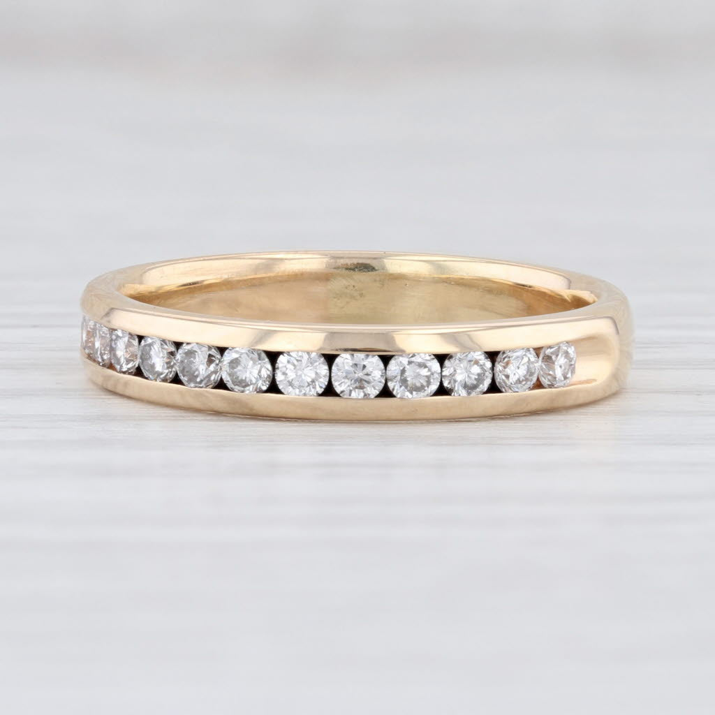 Light Gray 0.48ctw Diamond Wedding Band 14k Yellow Gold Sz 9.25 Stackable Anniversary Ring