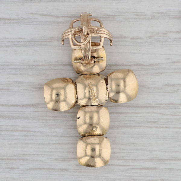 Gray Antique Masonic Cross Orb Fob Charm 9ct Gold Silver Engraved Symbols Skull Stars
