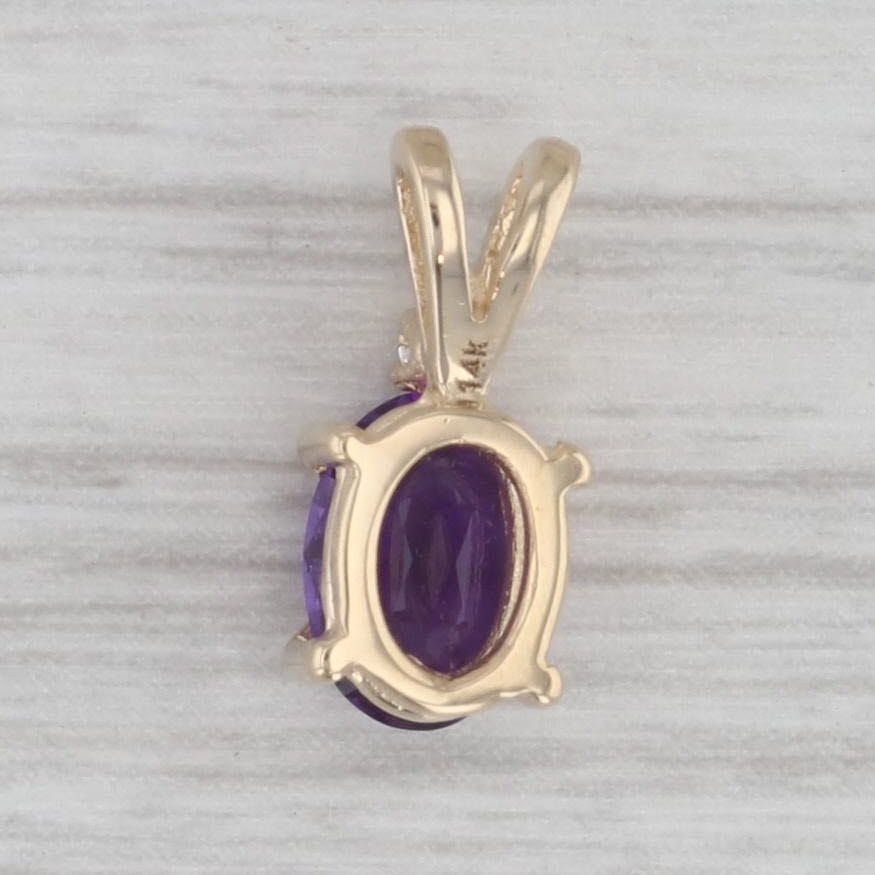 Gray 0.70ct Amethyst Diamond Pendant 14k Yellow Gold Small Drop