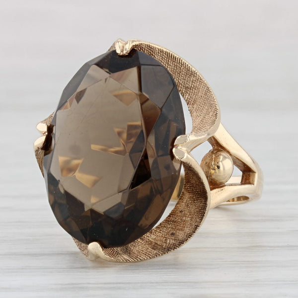 Light Gray Large 11.65ct Smoky Quartz Ring 10k Yellow Gold Sz 5.75 Oval Solitaire Cocktail