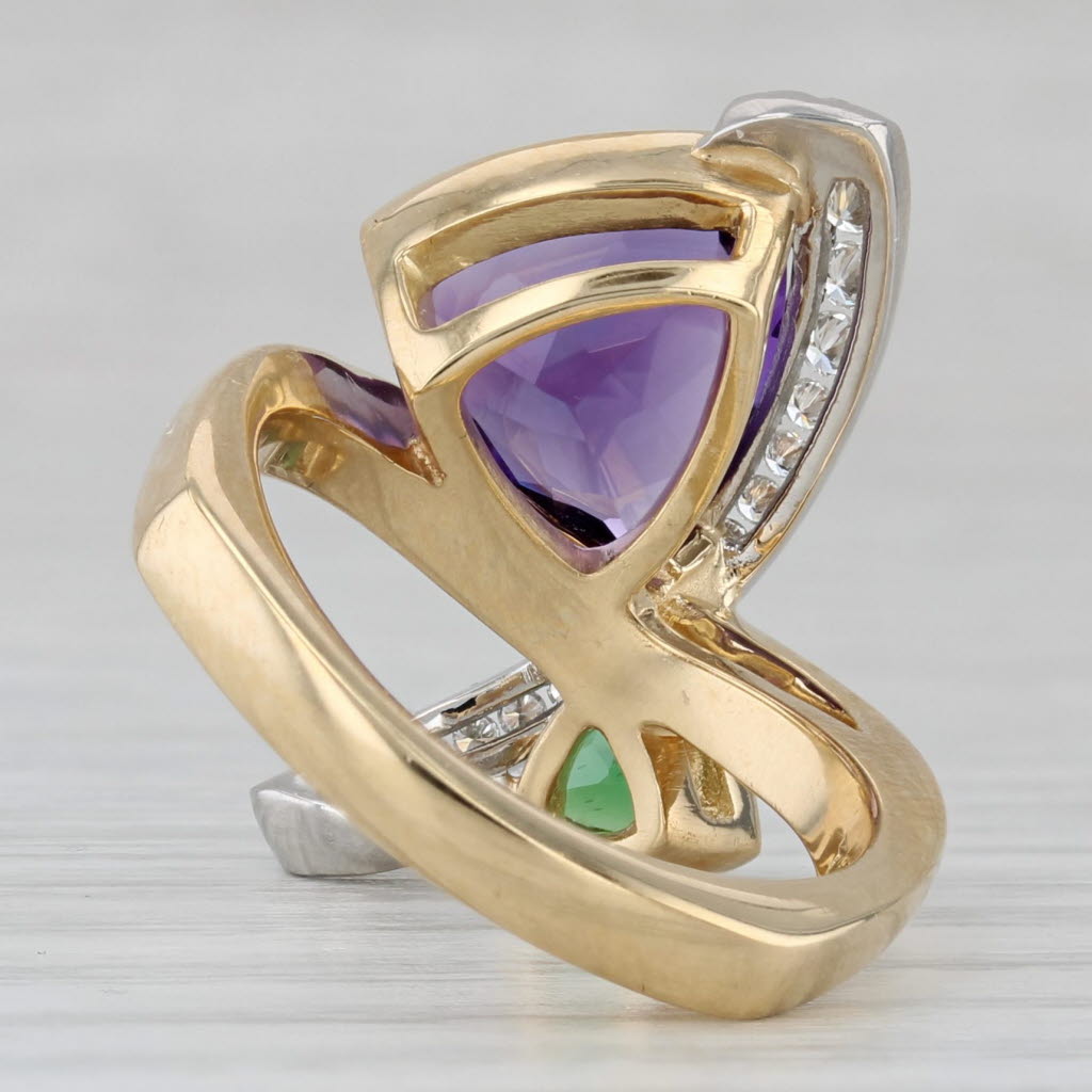 Gray Krementz 3.32ctw Amethyst Chrome Diopside Ring 18k Yellow Gold Platinum Size 7