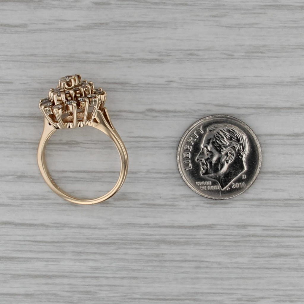 0.90ctw Diamond Cluster Halo Ring 14k Yellow Gold Size 6.5