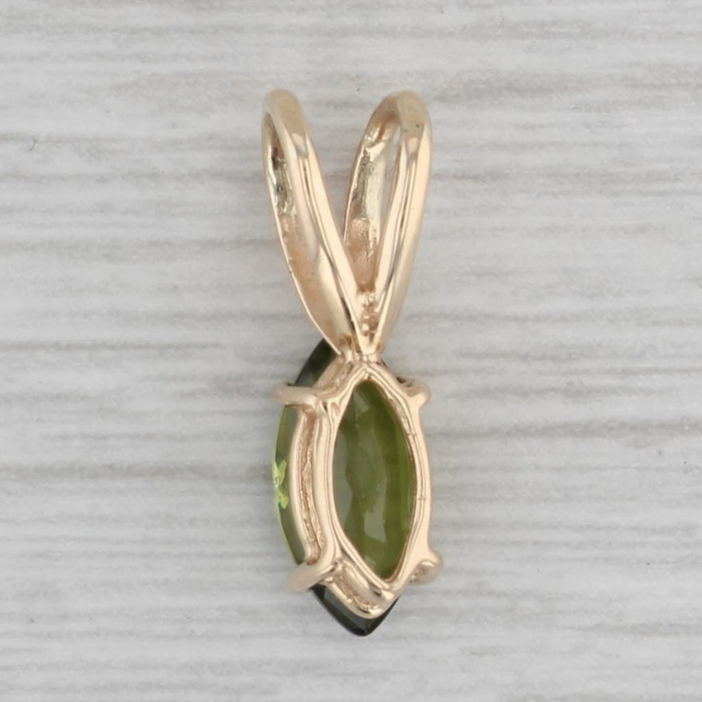 Gray Marquise Solitaire Lab Created Green Spinel Pendant 14k Yellow Gold