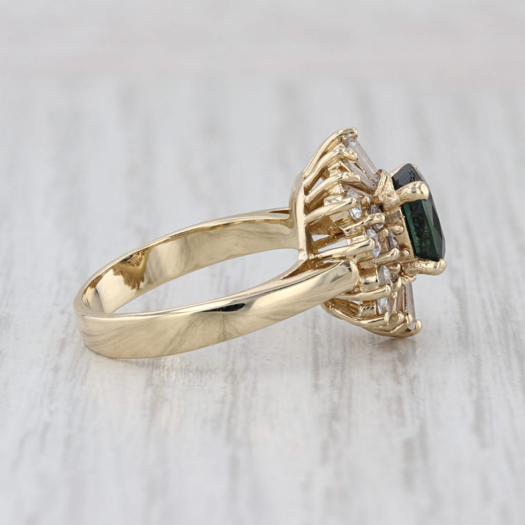 2.60ctw Oval Blue Sapphire Cubic Zirconia Halo Ring 14k Yellow Gold Size 7