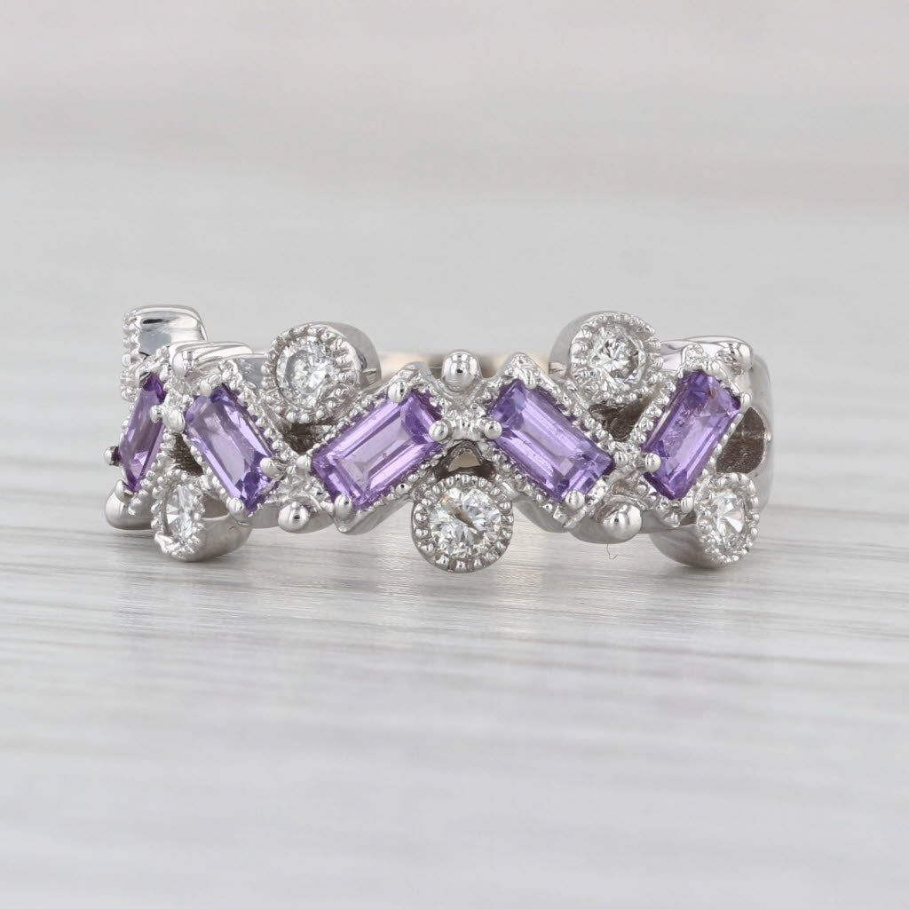 1ctw Pink Sapphire Diamond Ring 14k White Gold Wedding Anniversary Band Size 6