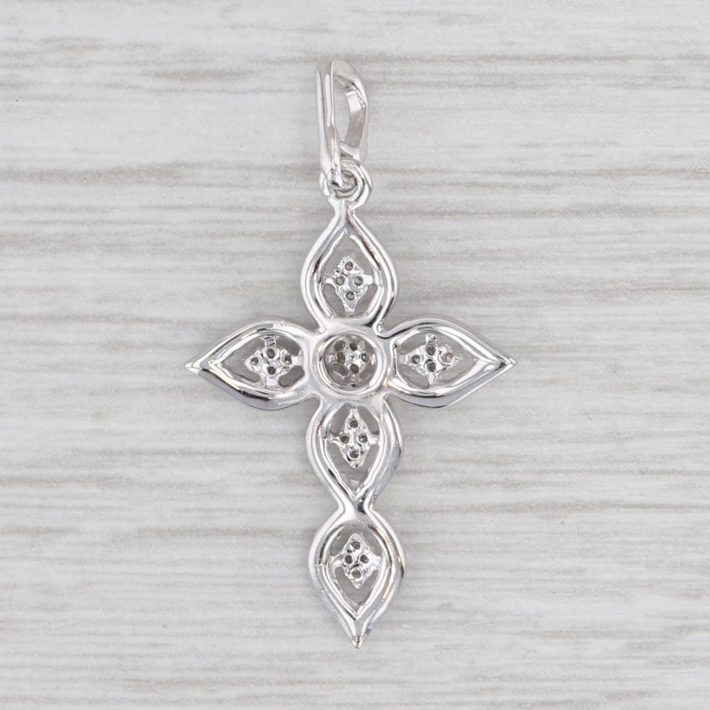 0.12ctw Diamond Cross Pendant 10k White Gold