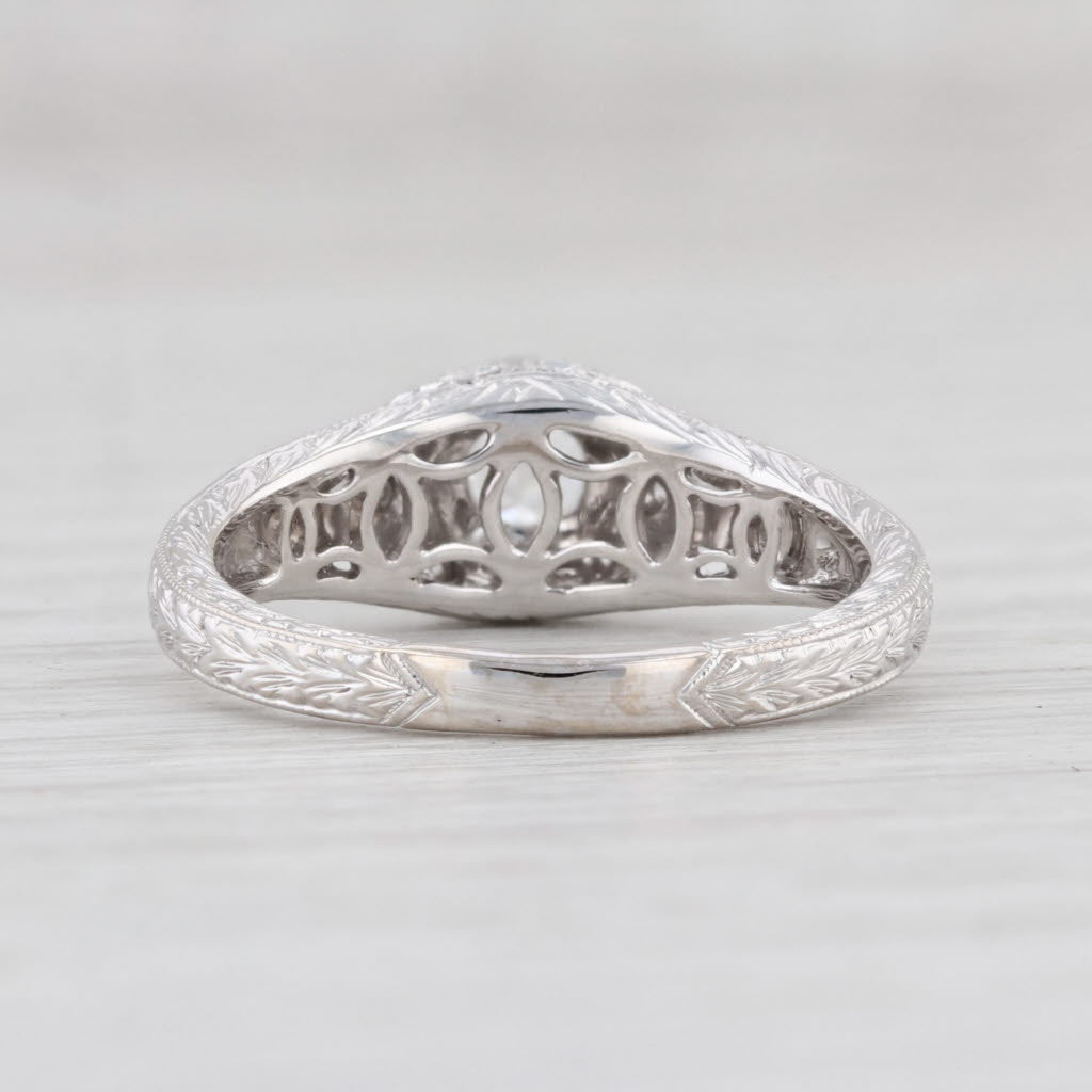 New Floral Diamond Engagement Ring 14k White Gold Size 6.5 Rose Cut Solitaire