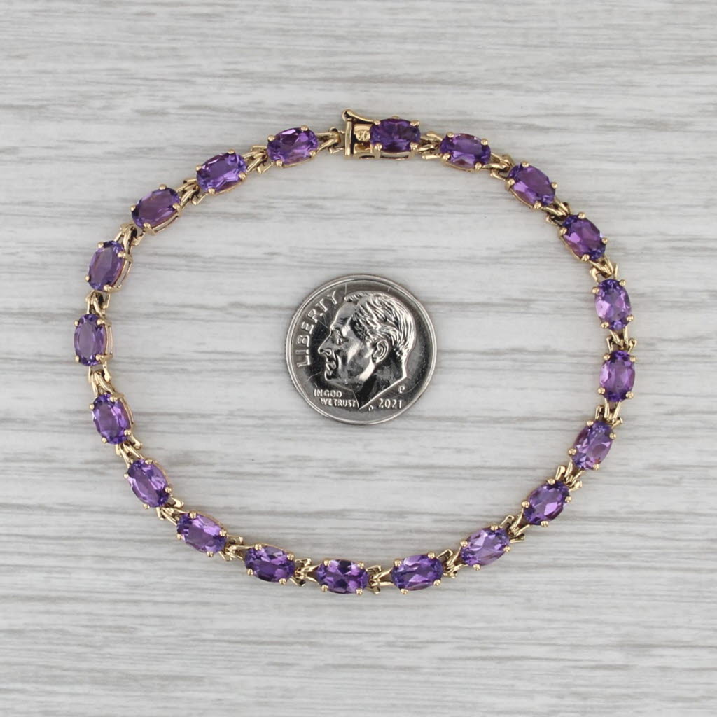 8.70ctw Amethyts Tennis Bracelet 18k Yellow Gold 7.5" 4.2mm