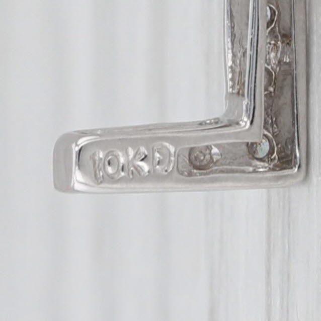 Diamond Letter Initital "L" Pendant Necklace 10k White Gold 18" Rope Chain