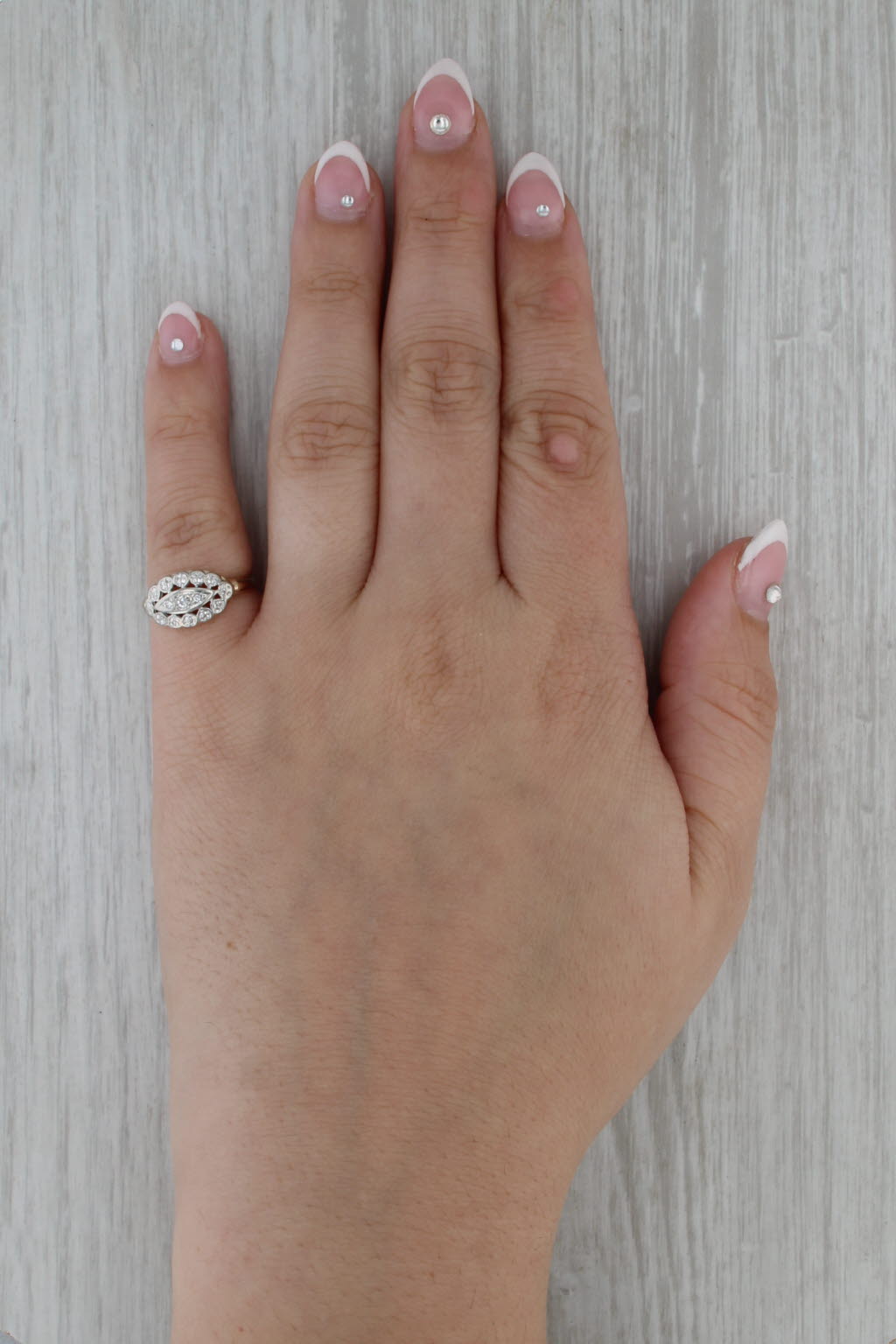 Vintage Diamond Princess Ring 10k White Yellow Gold Size 6.5