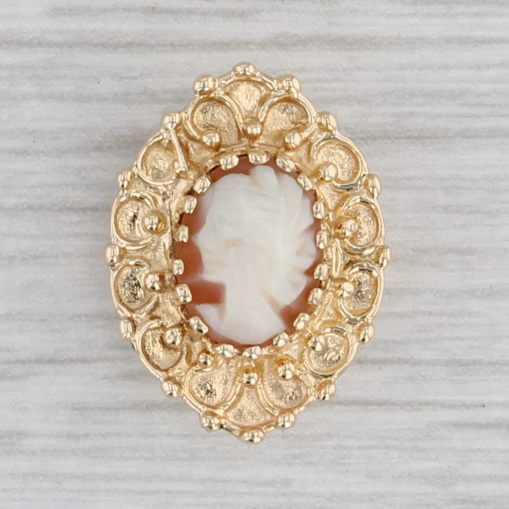 Gray Richard Klein Shell Cameo Slide Bracelet Charm 14k Yellow Gold Vintage