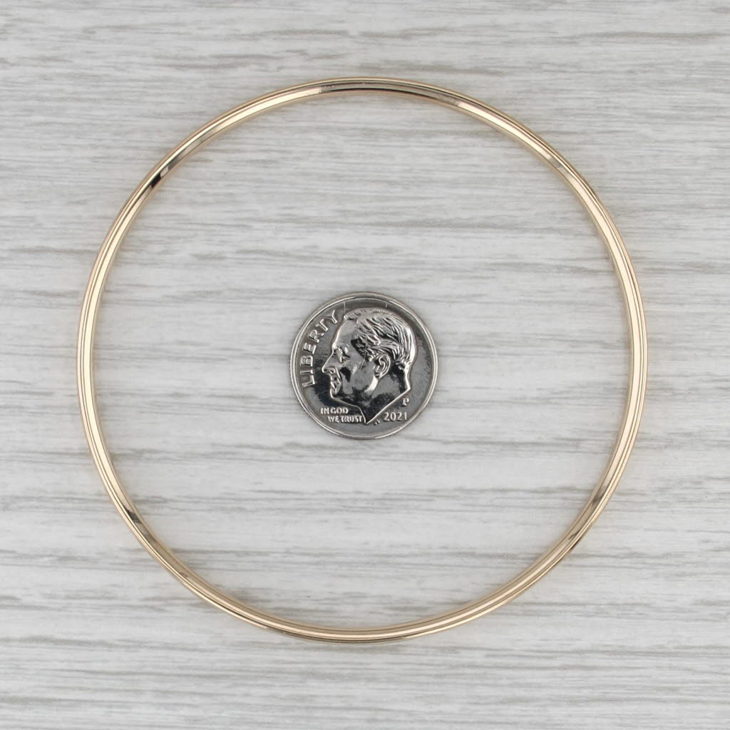 Floral Etched Bangle Bracelet 14k Yellow Gold 7.75"