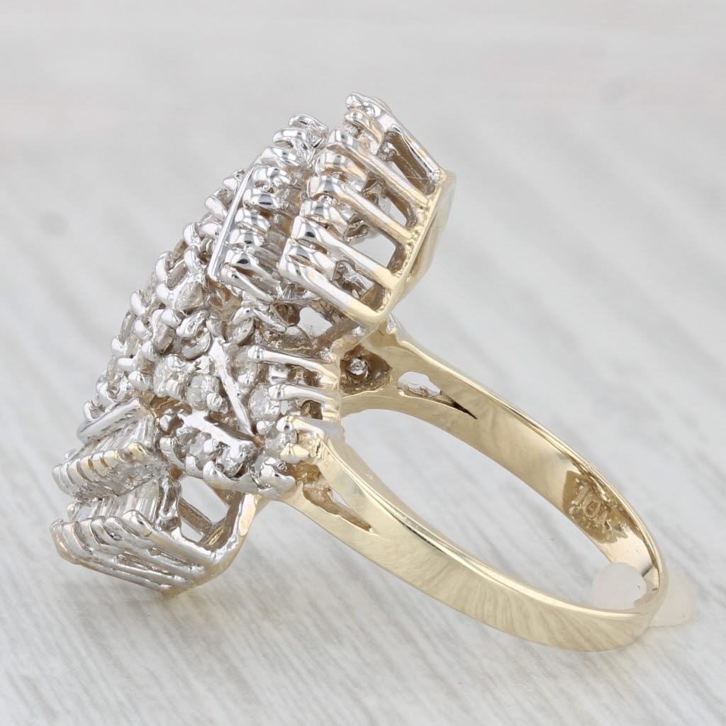 Light Gray 1.82ctw Diamond Cocktail Cluster Ring 10k Gold Size 7.5