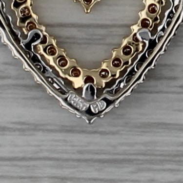 1ctw Diamond Double Open Heart Pendant 14k Yellow White Gold Floating Drop