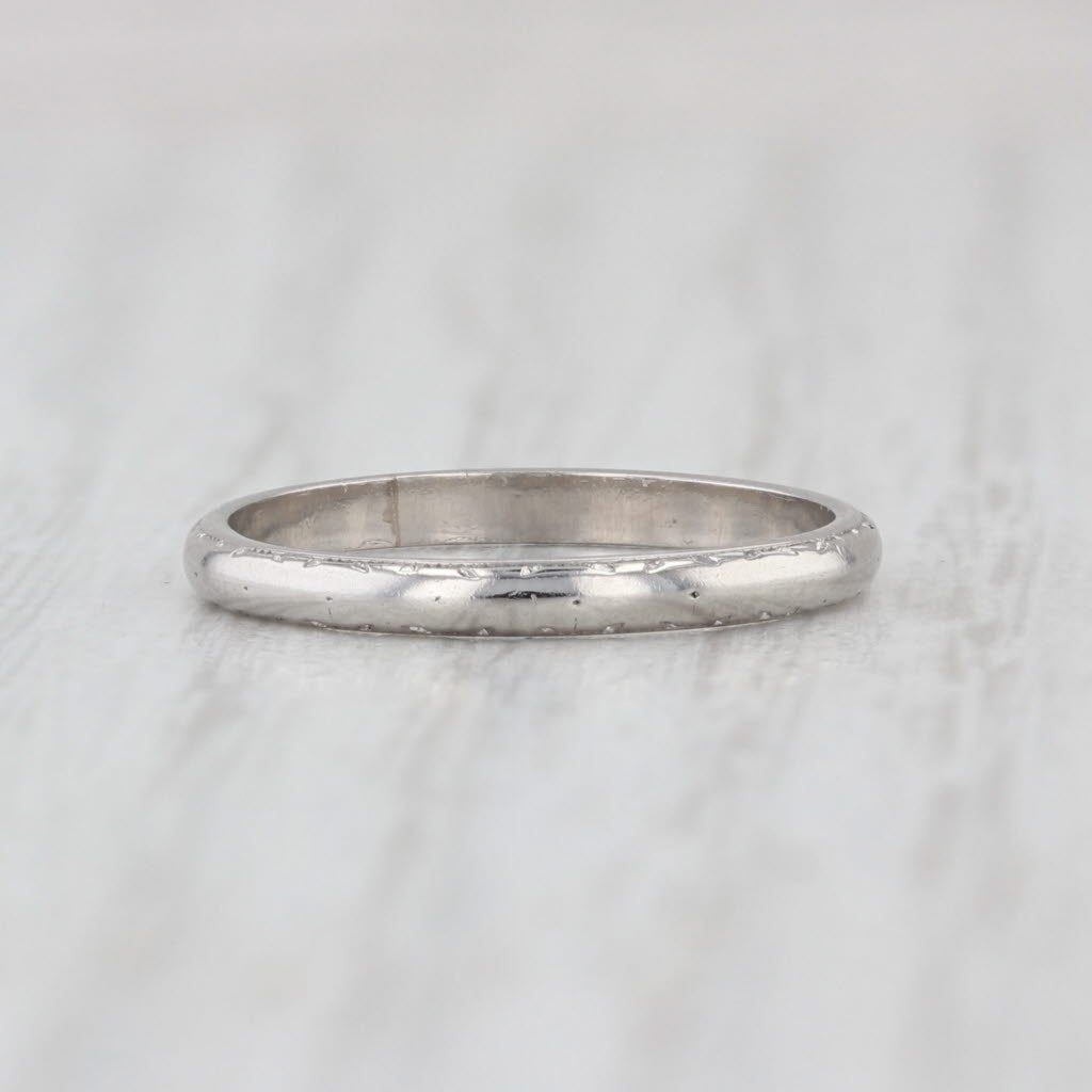 Art Deco Vintage Wedding Band Platinum Stackable Ring Size 4.5