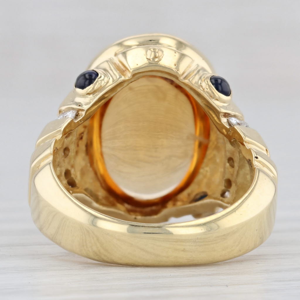 Light Gray 8.55ctw Oval Citrine Sapphire Diamond Ring 18k Yellow Gold Size 6.25