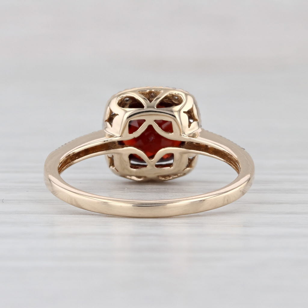 1.76ctw Garnet Diamond Halo Ring 14k Yellow Gold Size 7.25