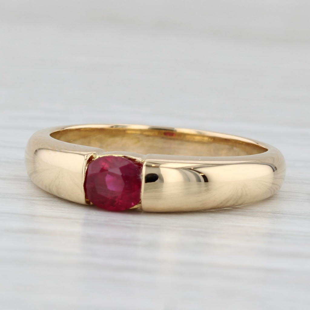 Light Gray 0.50ct Oval Ruby Solitaire Ring 18k Yellow Gold Size 6.5 Stackable Band