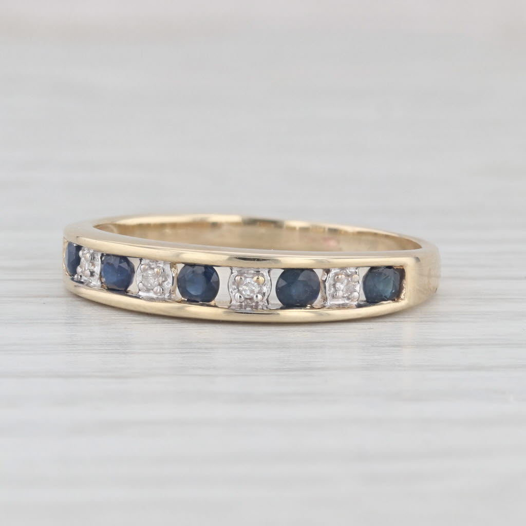 Light Gray 0.35ctw Blue Sapphire Diamond Ring 10k Yellow Gold Size 8 Stackable Wedding Band