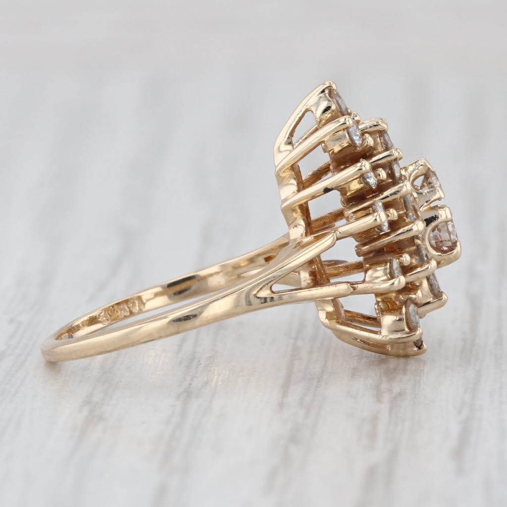 0.90ctw Diamond Cluster Halo Ring 14k Yellow Gold Size 6.5