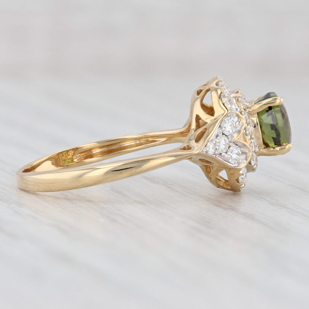 Light Gray New 2.04ctw Green Sphene Diamond Halo Ring 14k Yellow Gold Size 7 Engagement