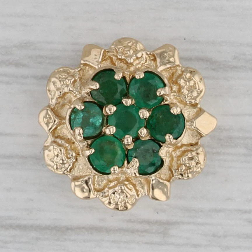 Gray Vintage Richard Klein 0.40ctw Emerald Flower Slide Bracelet Charm 14k Gold