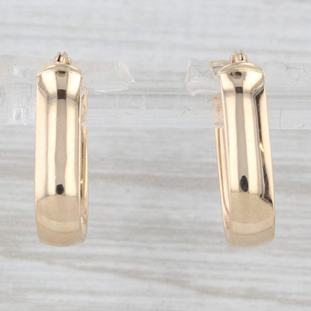 Light Gray New Oval Hoop Earrings 14k Yellow Gold Snap Top Posts Small Hoops