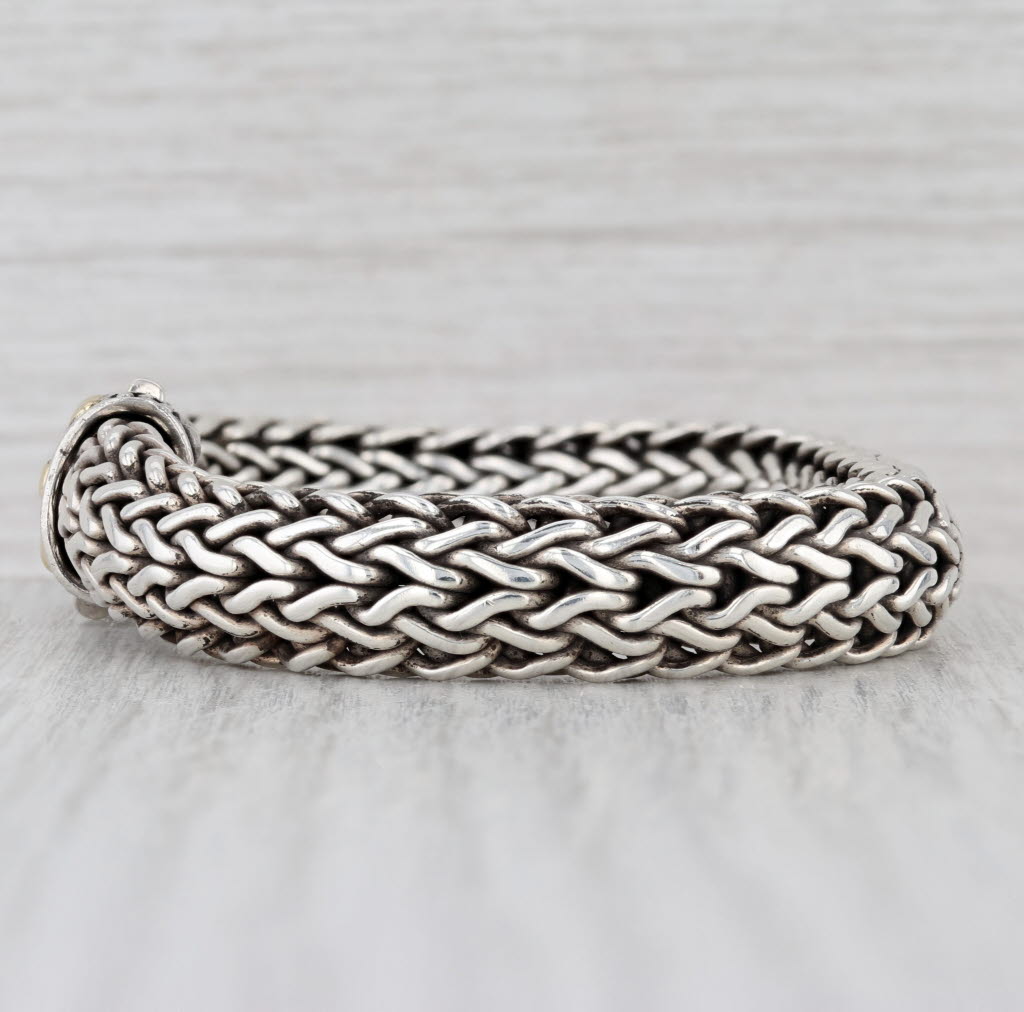 John Hardy Jaisalmer Dot Wheat Chain Bracelet Sterling Silver 18k Gold 6.75"