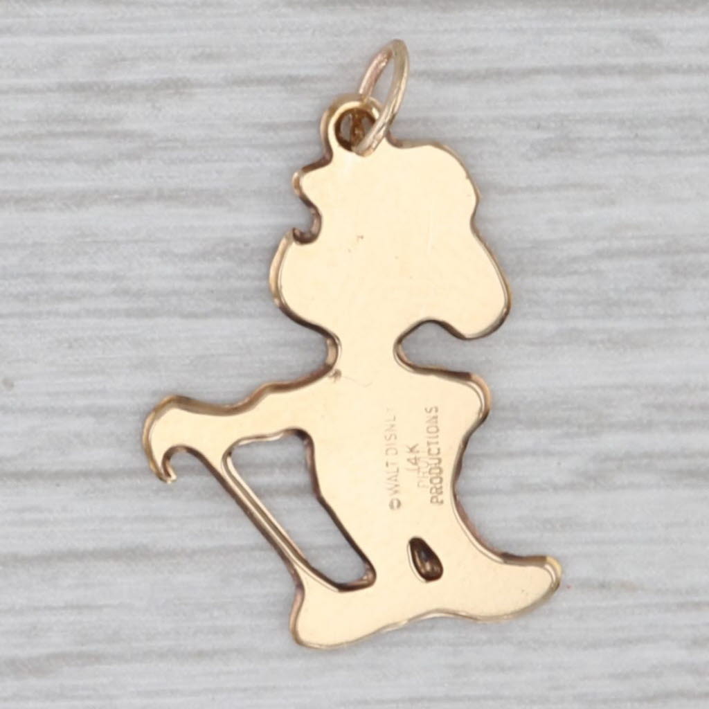 Light Gray Vintage Mickey Mouse Suit Top Hot Cane Pendant 14k Yellow Gold Disney Charm