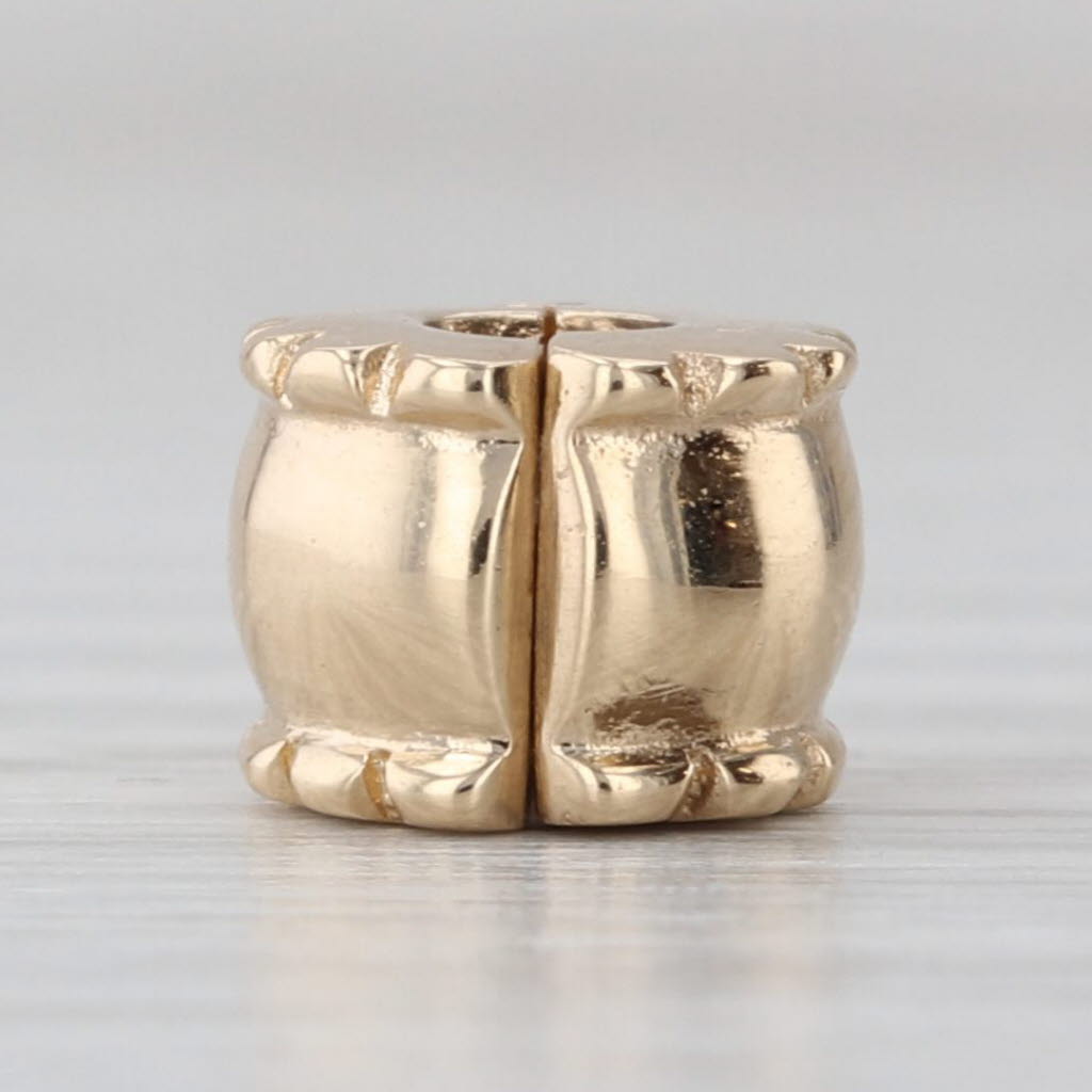 Authentic Pandora Beveled Clip Lock Charm 750256 14k Gold 585 ALE