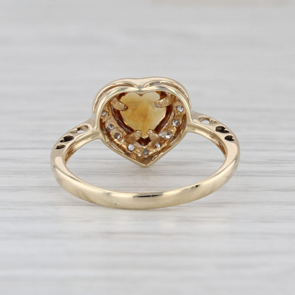0.81ctw Citrine Heart Diamond Halo Ring 14k Yellow Gold Size 6