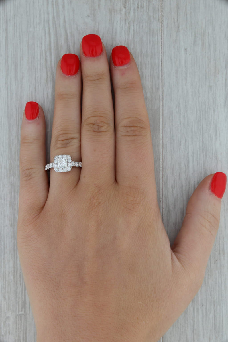 Neil Lane 1.63ctw Princess Diamond Halo Engagement Ring 14k White Gold Size 6.75