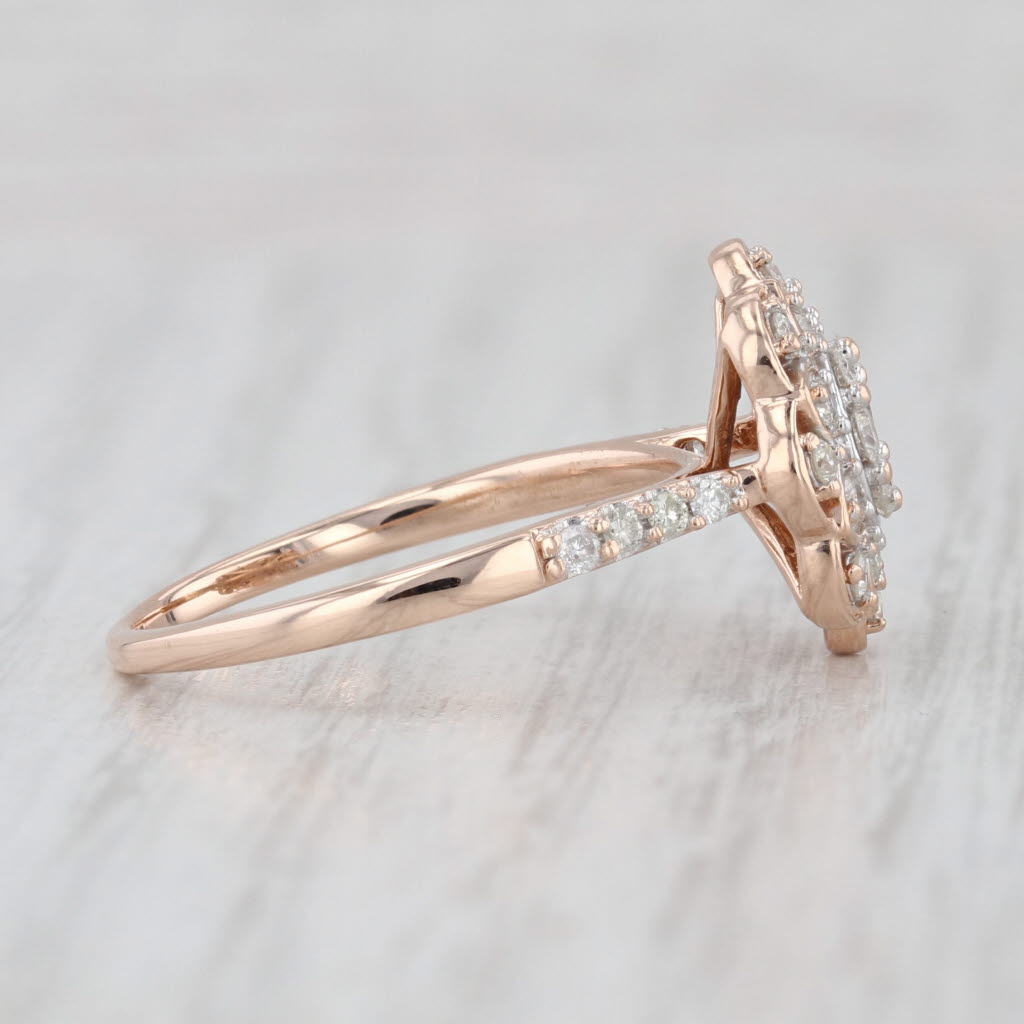 0.39ctw Diamond Cluster Flower Ring 10k Rose White Gold Size 7 Engagement
